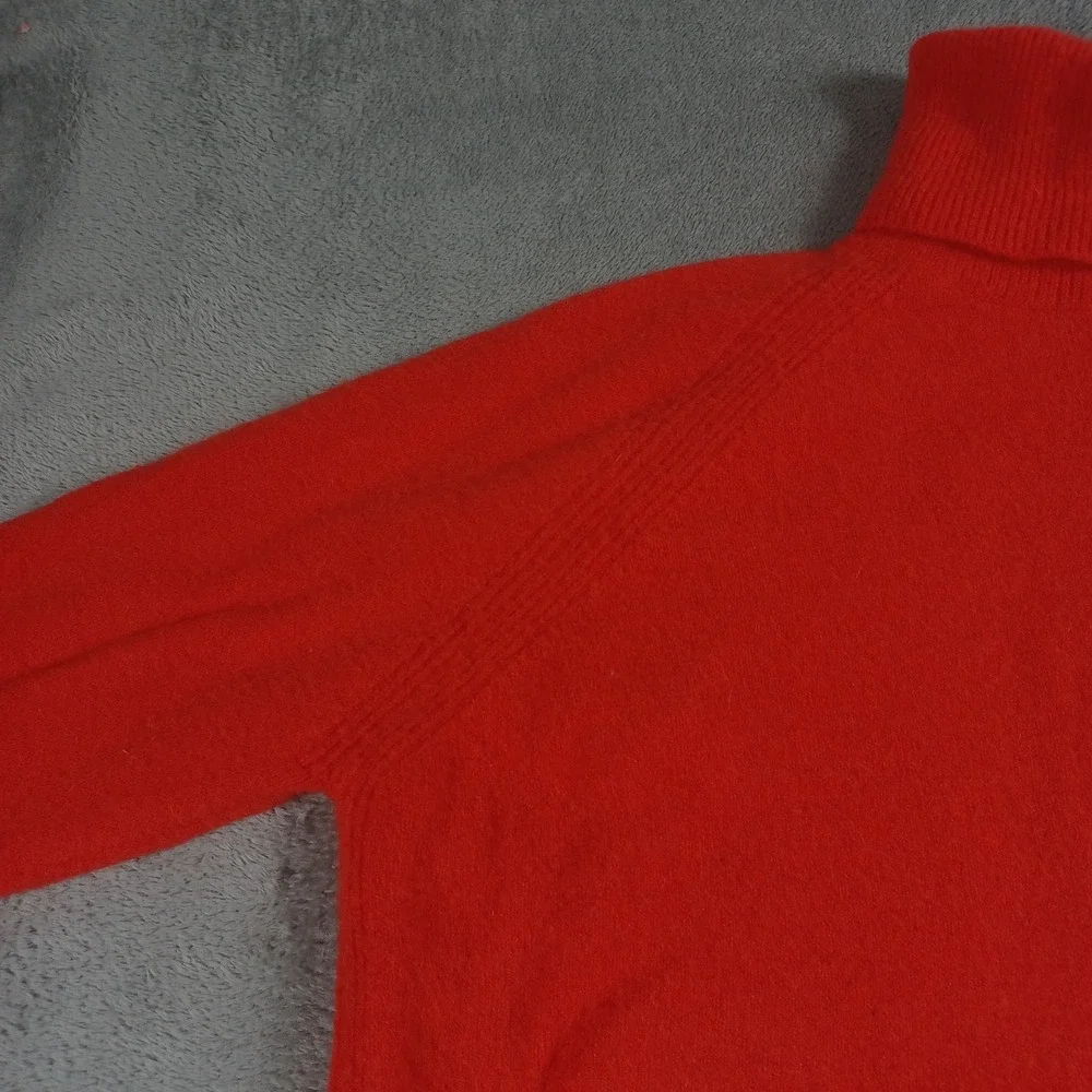 J Crew Sweater‎ Womens Medium Red Turtleneck Wool Blend Pullover Preppy Casual